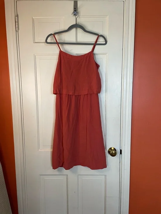 Madewell Size 0 Silk Overlay Cami Dress Burnt Copper Relaxed Minimalist - Picture 7 of 8